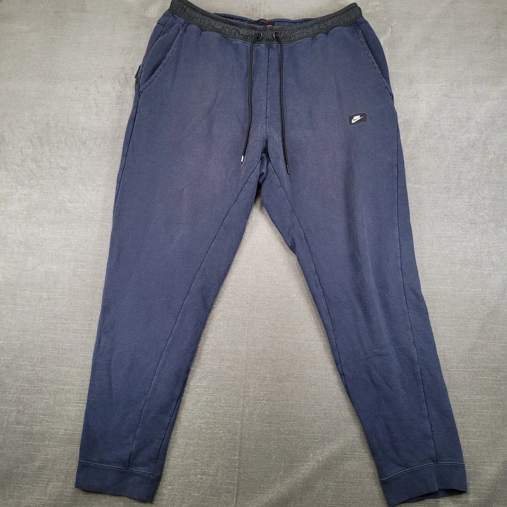 Nike Mens XXL Navy Blue Fleece Jogger Sweatpants Elastic Waist Drawstring Pocket